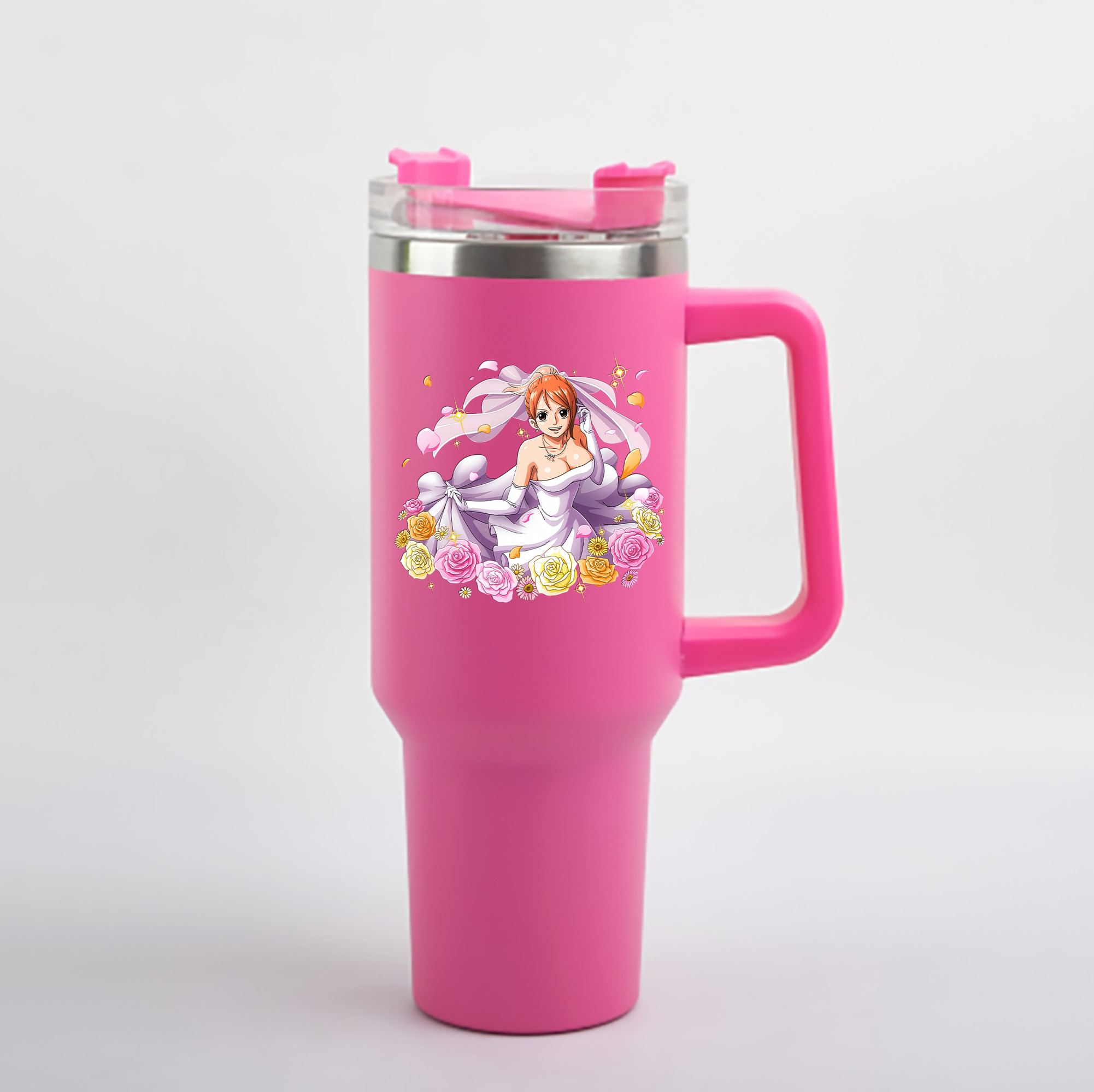ワンピース ナミ ONE PIECE Nami 1200mL車用タンブラー - クリスタルステッカー（プラスチックストロー付き）